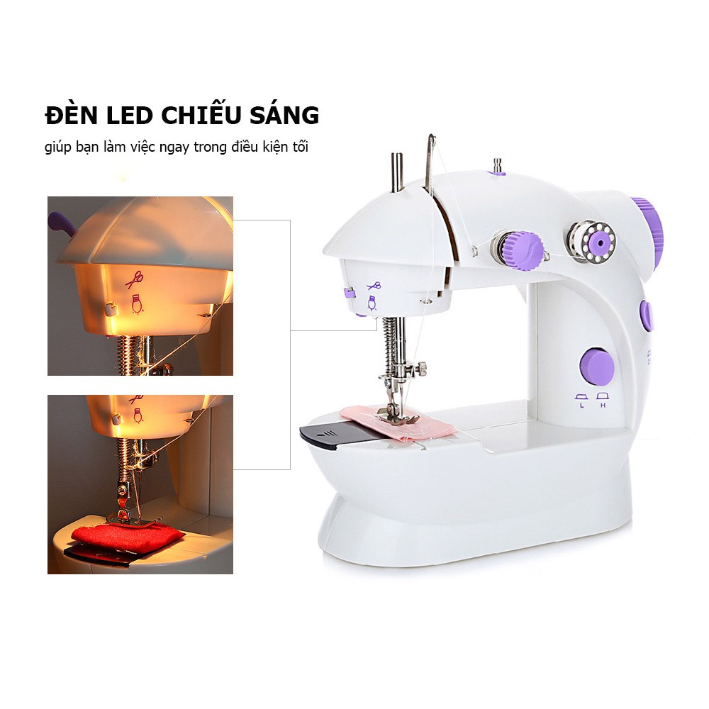 Máy may mini CMD gia đình may được vải thun,vải bò, tích hợp đèn cắt chỉ - Máy may mini CMD cầm tay tiện dụng