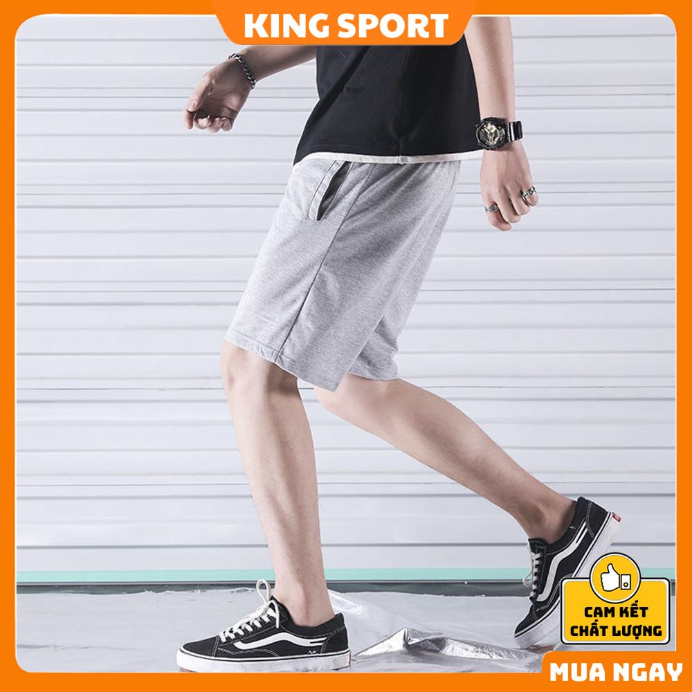 Quần đùi nam thể thao, quần short nam thun unisex ống rộng thể thao oversize thoáng mát phong cách hàn quốc KING SPORT