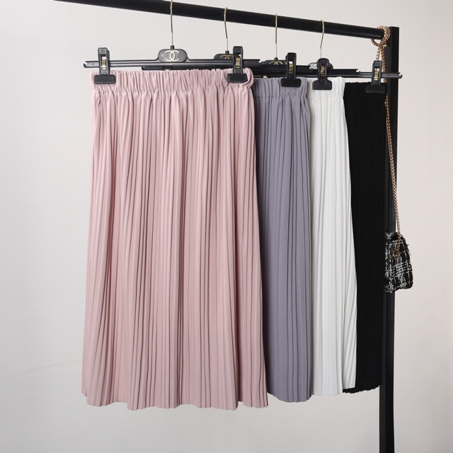 Chân Váy Midi Xếp Ly