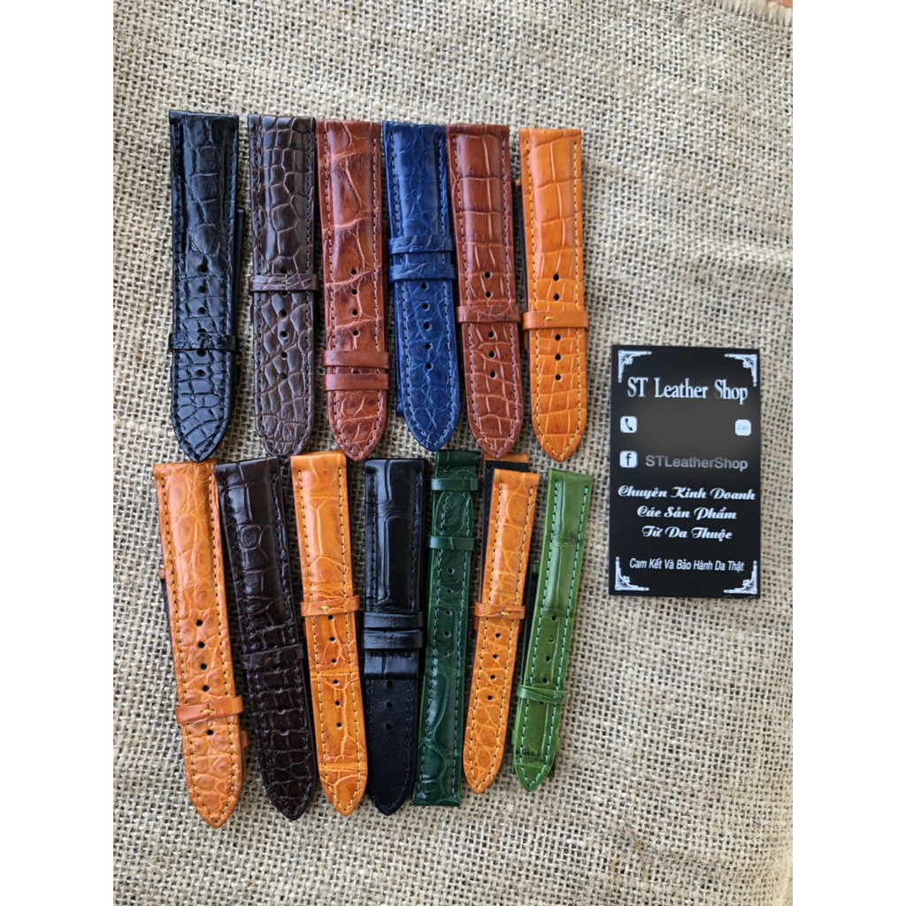 Dây đồng hồ da cá sấu thật tặng kèm dụng cụ tháo dây [ ST Leather ]
