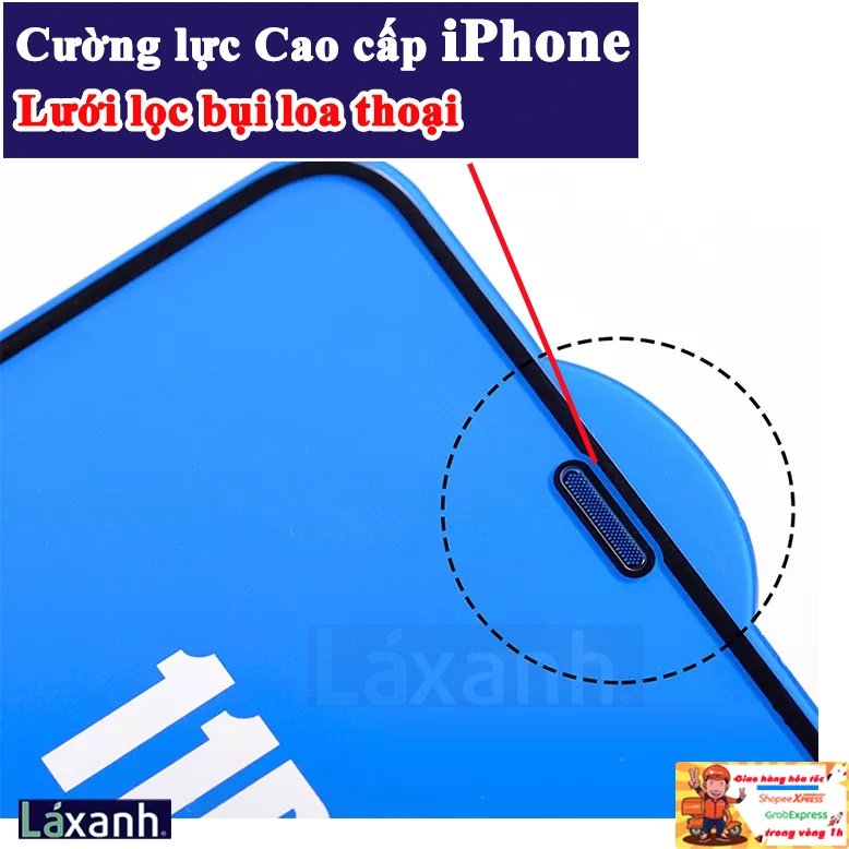 Chống bụi lỗ loa thoại | Dán cường lực Premium cao cấp full màn hình iPhone 11 12 13 14 Pro Max
