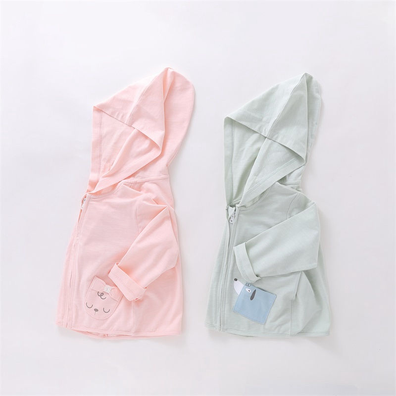 Áo Khoác Cardigan Dệt Kim Mỏng Có Mũ Trùm Đầu Hoạ Tiết Hoạt Hình Dành Cho Trẻ Em