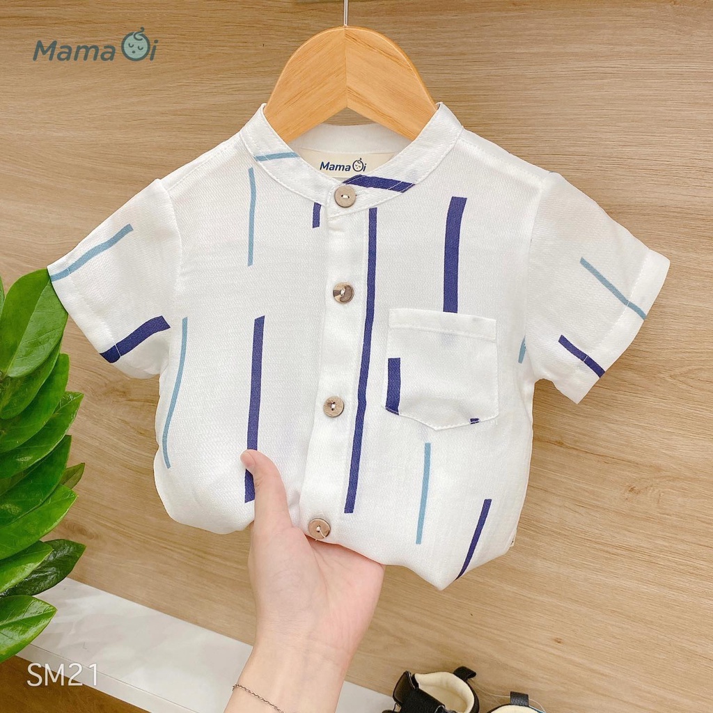 SM21 Áo sơ mi bé trai bé gái 2 màu dễ thương chất vải đũi mềm mịn cho bé từ 0-3 tuổi của Mama Ơi - Thời trang cho bé