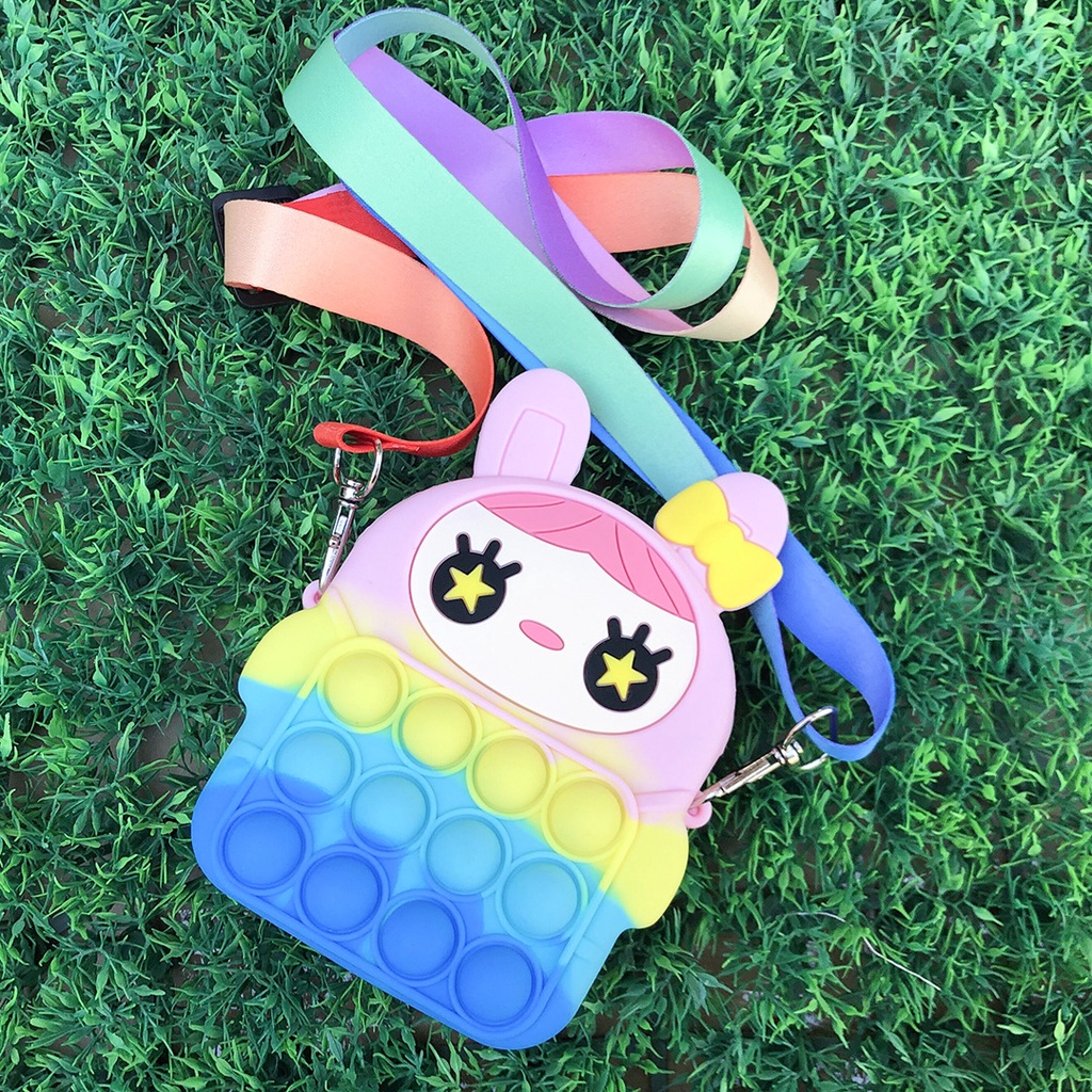 Túi đeo chéo đựng tiền xu hình con mắt thỏ dễ thương