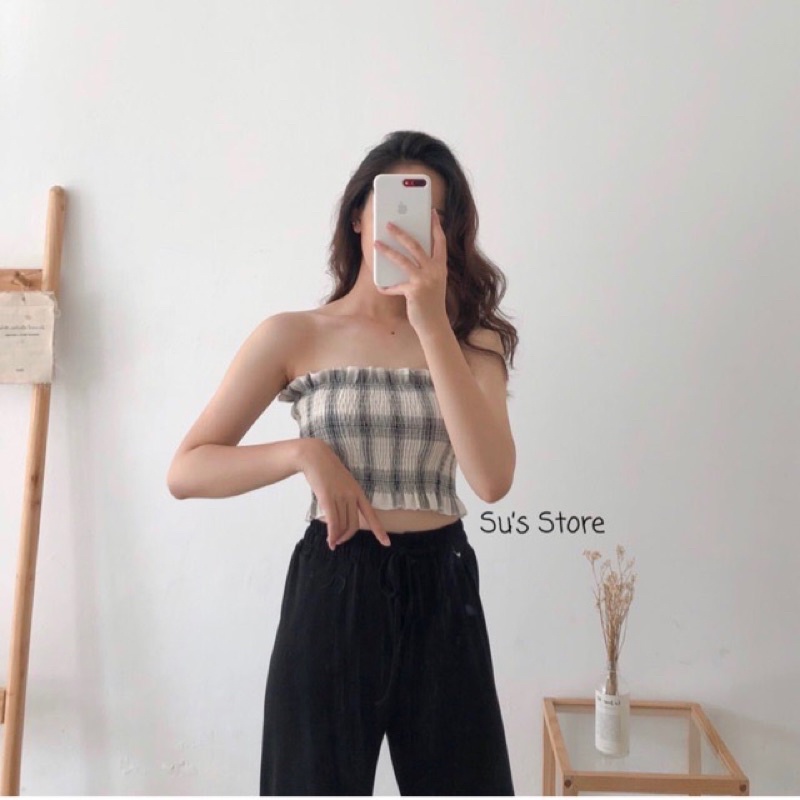 Áo Ống Cúp Ngực Không Đệm Kiểu Croptop Không Dây, Áo Quây Ngực Croptop Chất Thun Tăm Co Giãn Ôm Body