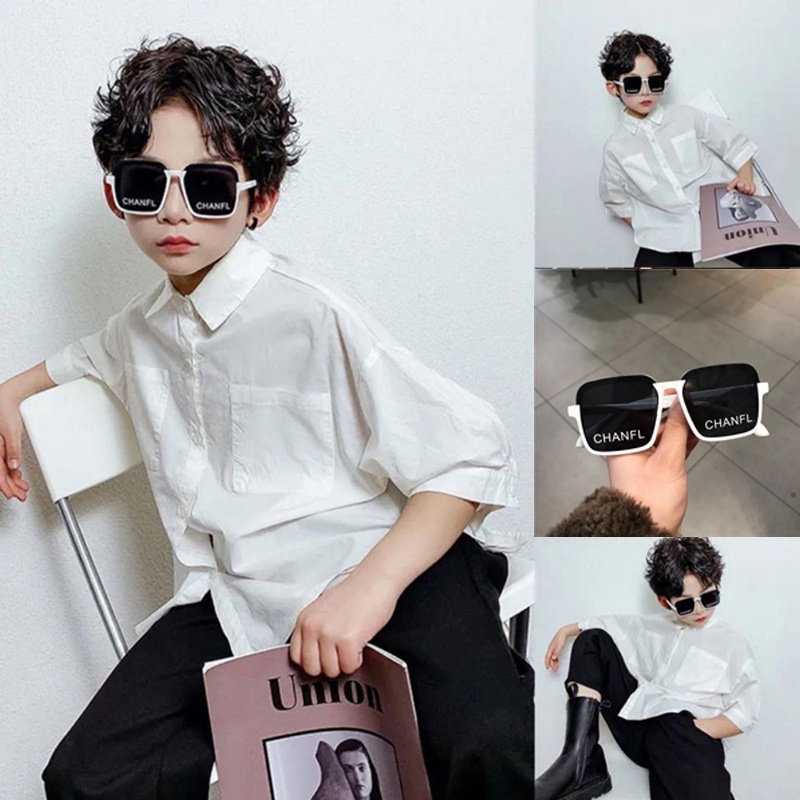 Kính râm thời trang in chữ chống tia cực tím cho trẻ em