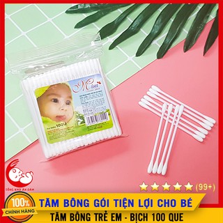 Tăm Bông Cho Bé Gói 100 Que - Tăm Bông Trẻ Em Misu Ngoáy Tai, Vệ Sinh Cho Bé - 8851072012628