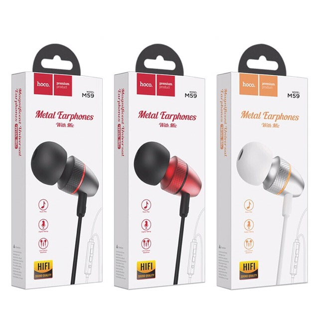 Hoco M59-Tai nghe nhét tai có Mic chân cắm 3.5mm, dây dài 1m2