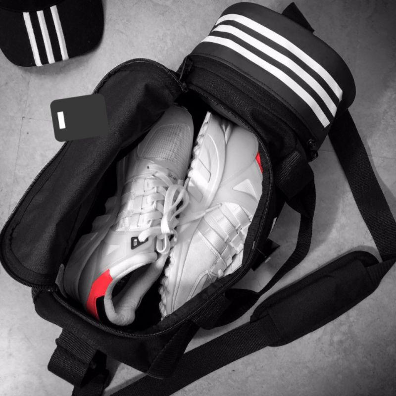 Túi trống adidas mini ba sọc đen trắng - Túi tập gym
