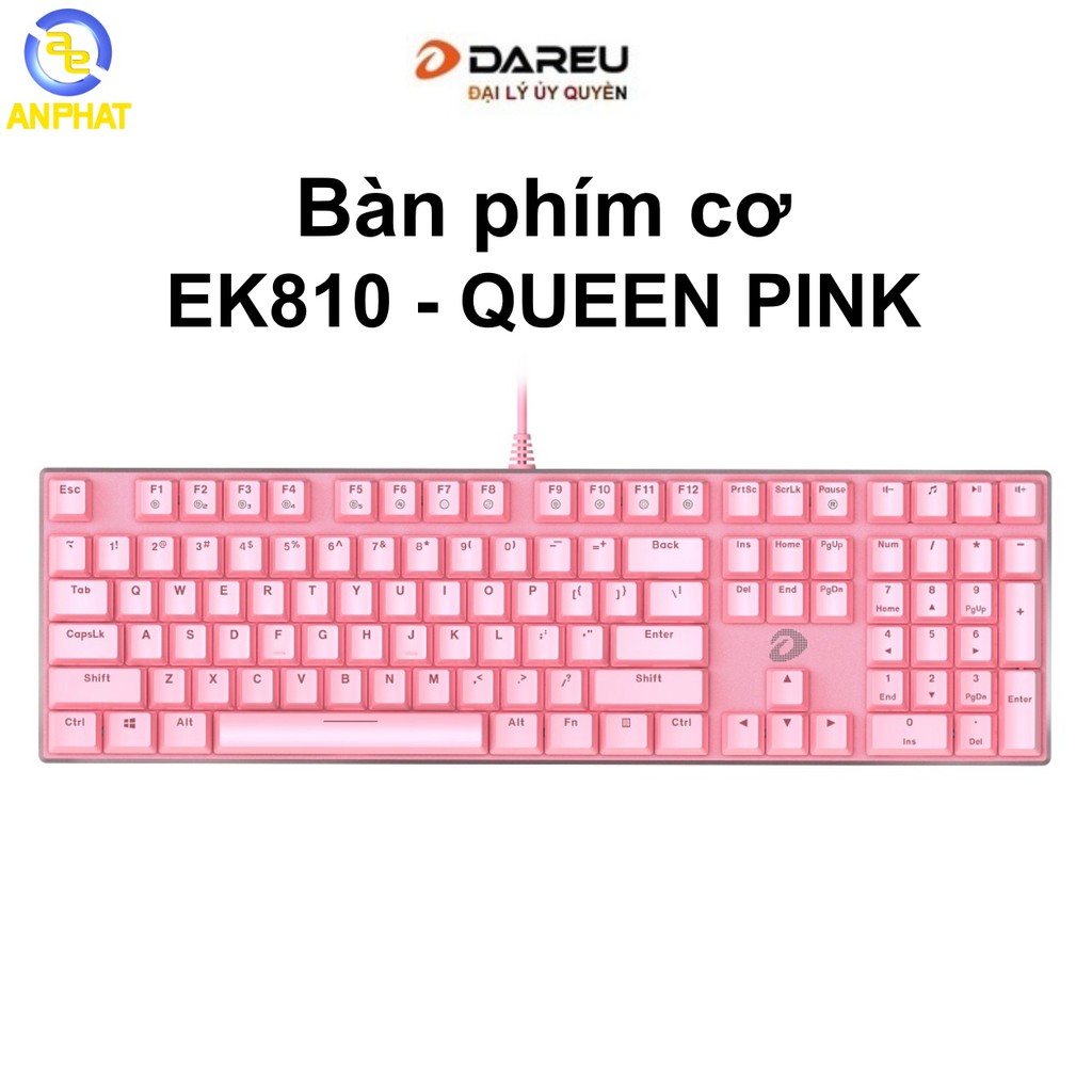 Bàn phím cơ Gaming Dareu EK810 (Black / Queen Pink) Multi Color 7 vùng - Hàng chính hãng BH 24 tháng