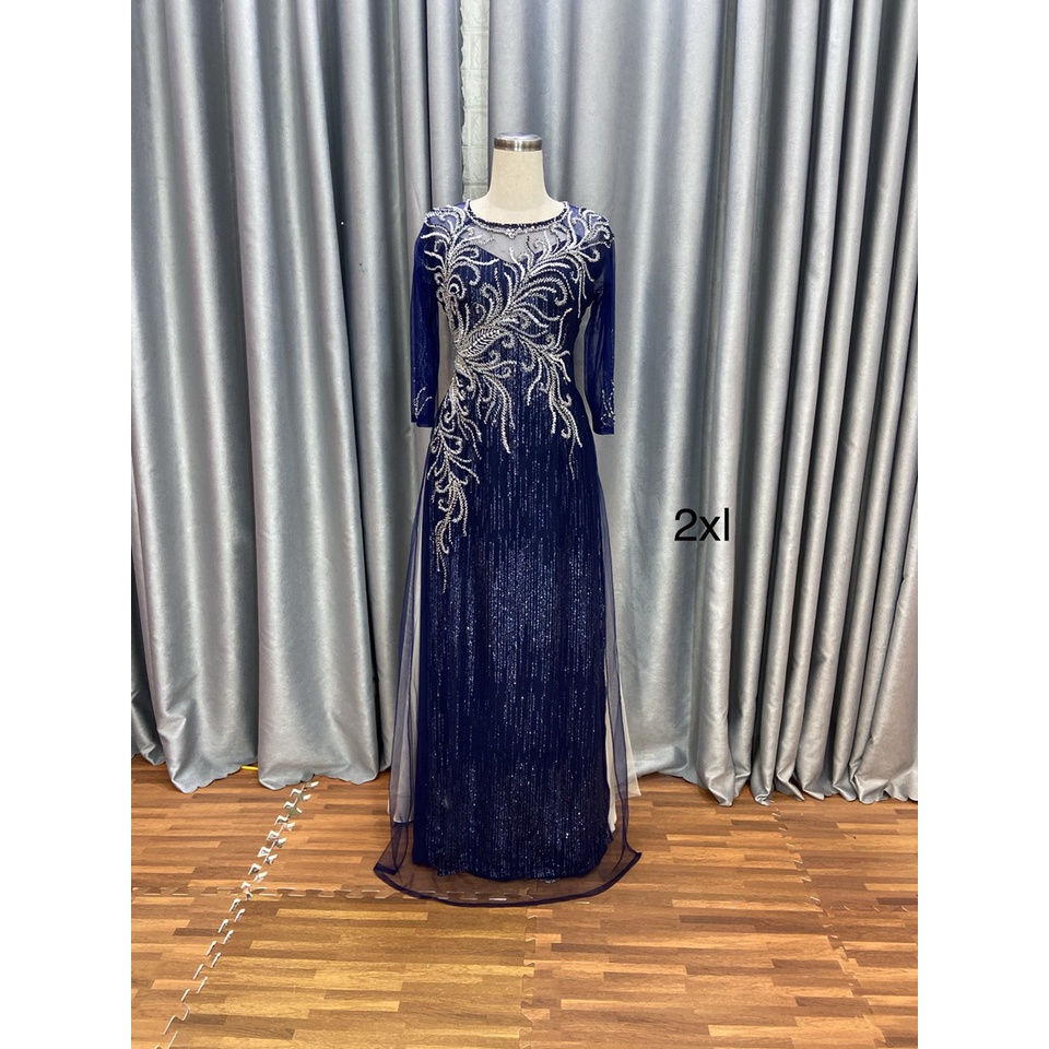 Áo Dài Mẹ, Áo Dài Sui GiaThiết Kế Vải Kim Sa Vẽ Kết Pha Lê Cao Cấp,Tạo Sự Sang Trọng Quý Phái Cho Các Mẹ Trong Ngày Cưới