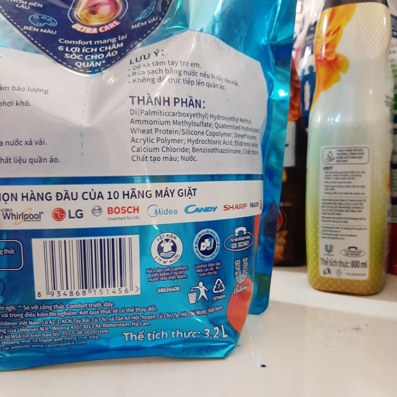 Nước xả vải Comfort một lần xả hương ban mai túi 3.2 lít