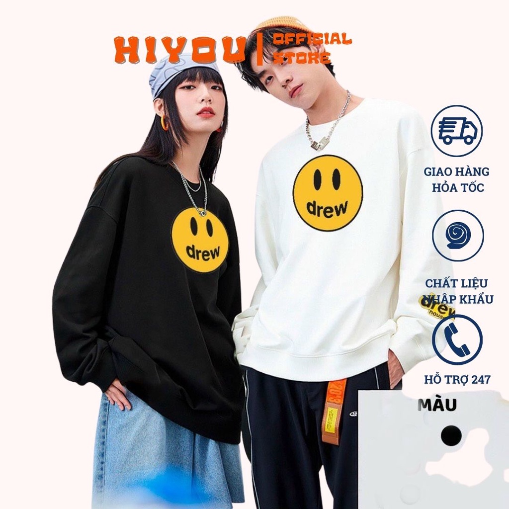 Áo hoodie Drew house mặt cười, áo nỉ bông hoodie thu đông Phong Cách Streetwear