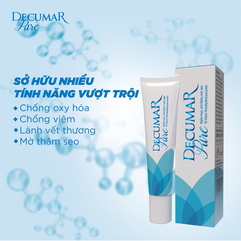 Bộ sạch mụn sáng da Nano Nghệ trong suốt Decumar Pure 15gr và Gel rửa mặt Decumar Clean 100gr