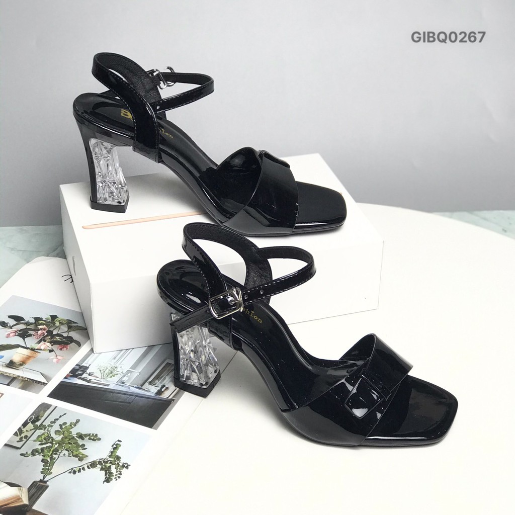 Sandal nữ BQ ❤️FREESHIP❤️ Giày quai hậu cao gót quai bóng đế trong 8.5cm GIBQ0267