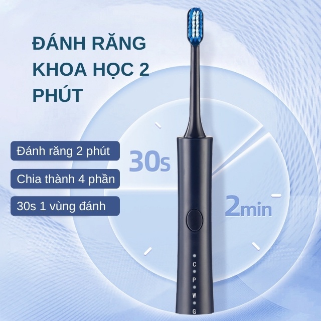 Bàn Chải Điện Đánh Răng Sonic 6 Chế Độ 5 Đầu Chải Chống Nước Ipx7 Làm Sạch, Trắng Sáng Răng Tự Nhiên XBH168