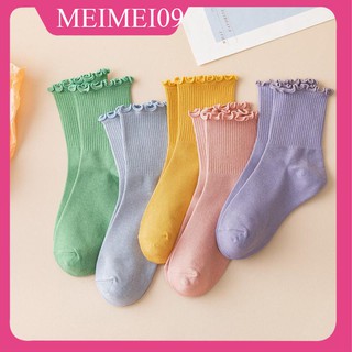 Tất Bèo Nhún Nữ Cổ Cao Phong Cách Vintage Hàn Quốc TN02