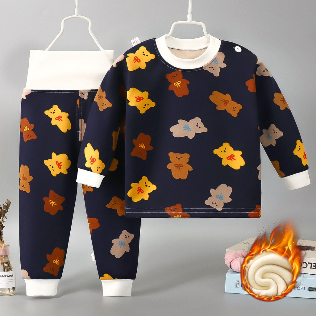 Bộ quần áo lót nỉ lông Dài tay Cạp cao Giữ nhiệt