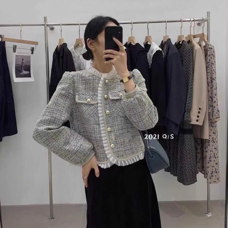 Áo khoác dạ Tweed tiểu thư