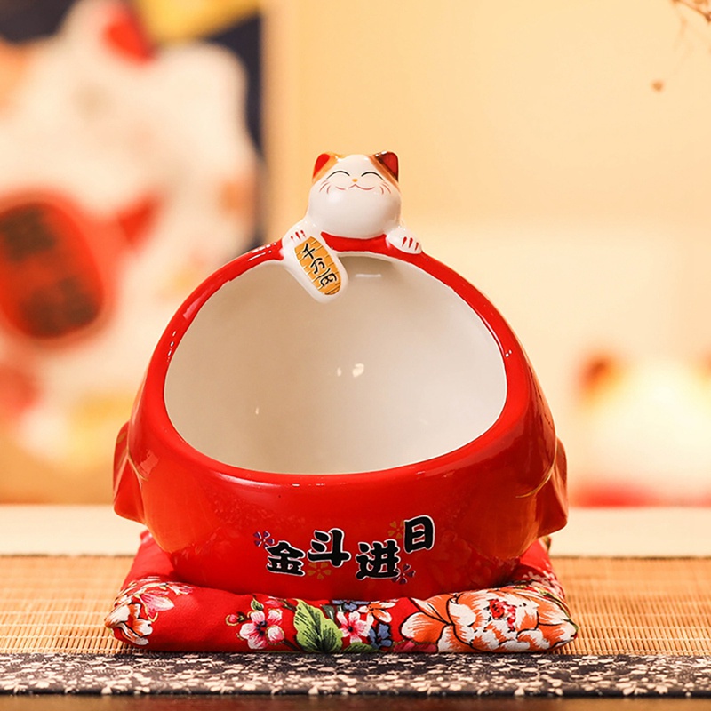 Hộp Đựng Tiền Bằng Gốm Hình Mèo May Mắn Dễ Thương