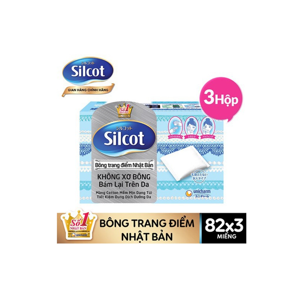 Combo 2 Hộp bông tẩy trang số 1 nhật bản Silcot 82 miếng / hộp ( HSD : 5 năm kể từ ngày sản xuất )