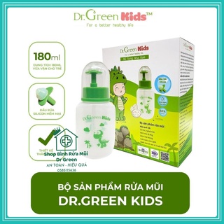 Bình rửa mũi cho trẻ Dr Green Kids, kèm 30 gói muối biển, thiết kế nhỏ gọn, đầu rửa silicon mềm mại
