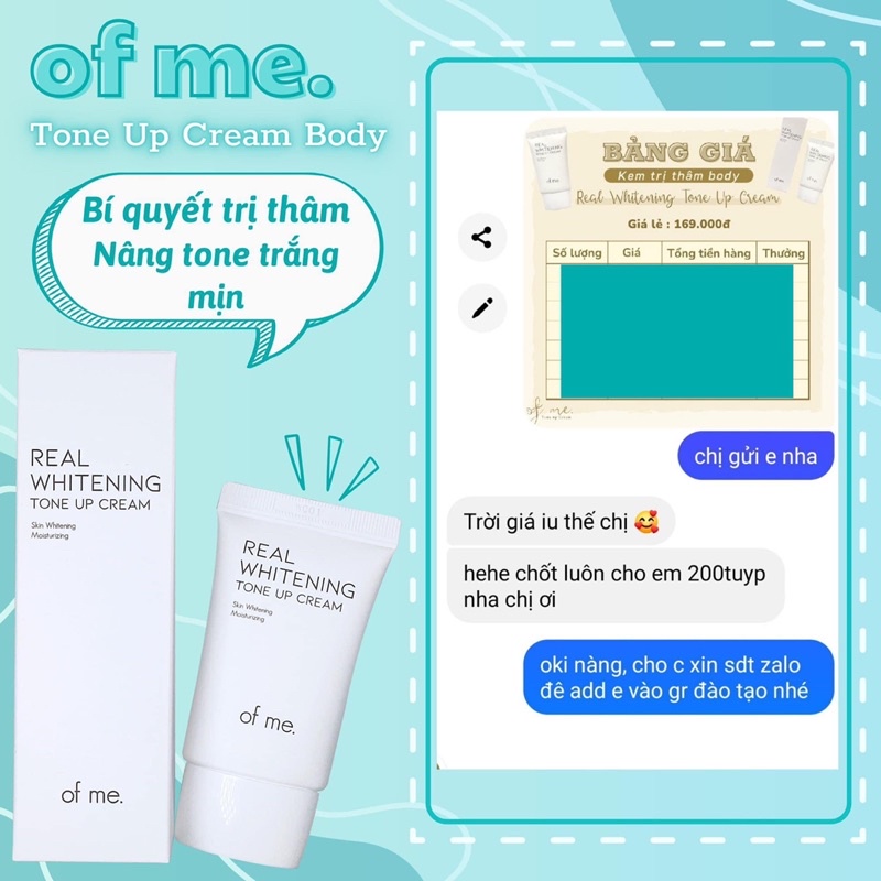 Kem body dưỡng trắng da OF ME WHITENING TONE UP CREAM ngăn ngừa thâm sạm | BigBuy360 - bigbuy360.vn