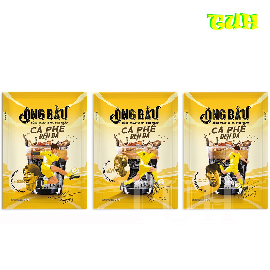 Cà Phê Đen Đá Ông Bầu Hộp Vàng 140g, 2 Hộp 10gói/1hộp, cà phê ob, ob cafe-TUH Store
