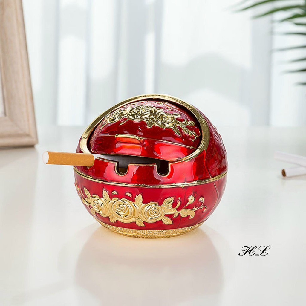 [Sỉ] Combo gạt tàn, hộp giấy, ống tăm màu đỏ hợp kim mạ vàng sang trọng phong cách Châu Âu đẹp