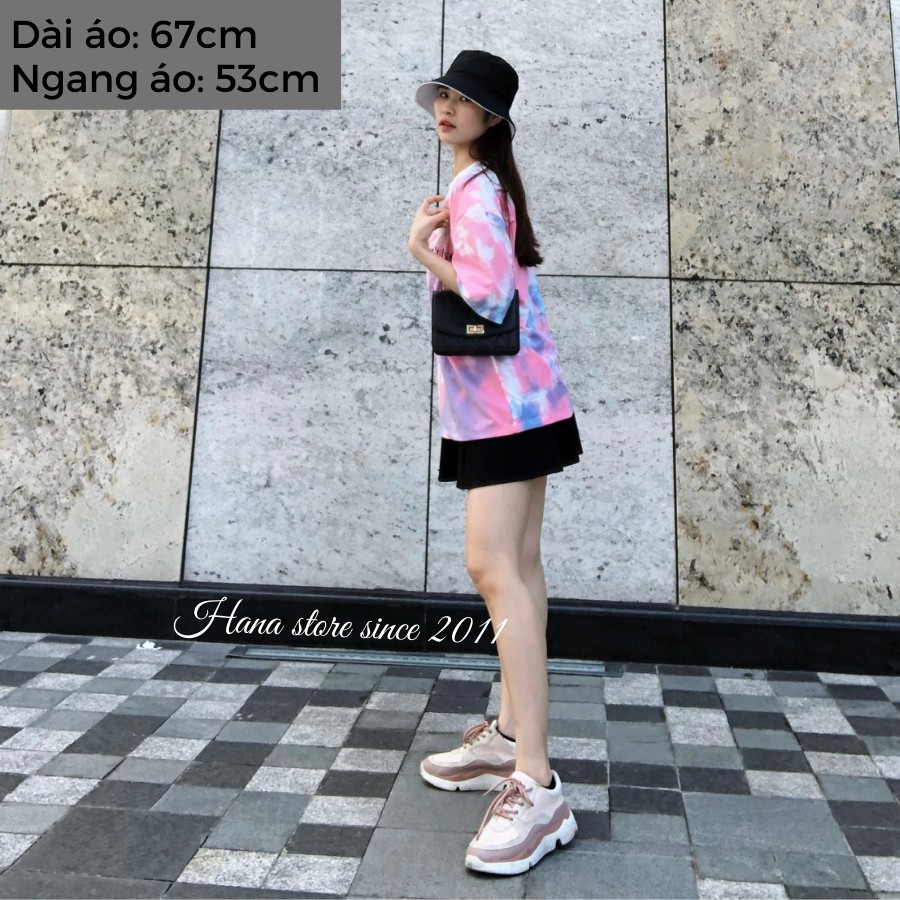 Áo thun tay lỡ / Áo Phông Loang Hồng Xanh màu nhiệt đới Nam Nữ Unisex freesize < 65kg kèm ảnh thật và video | BigBuy360 - bigbuy360.vn