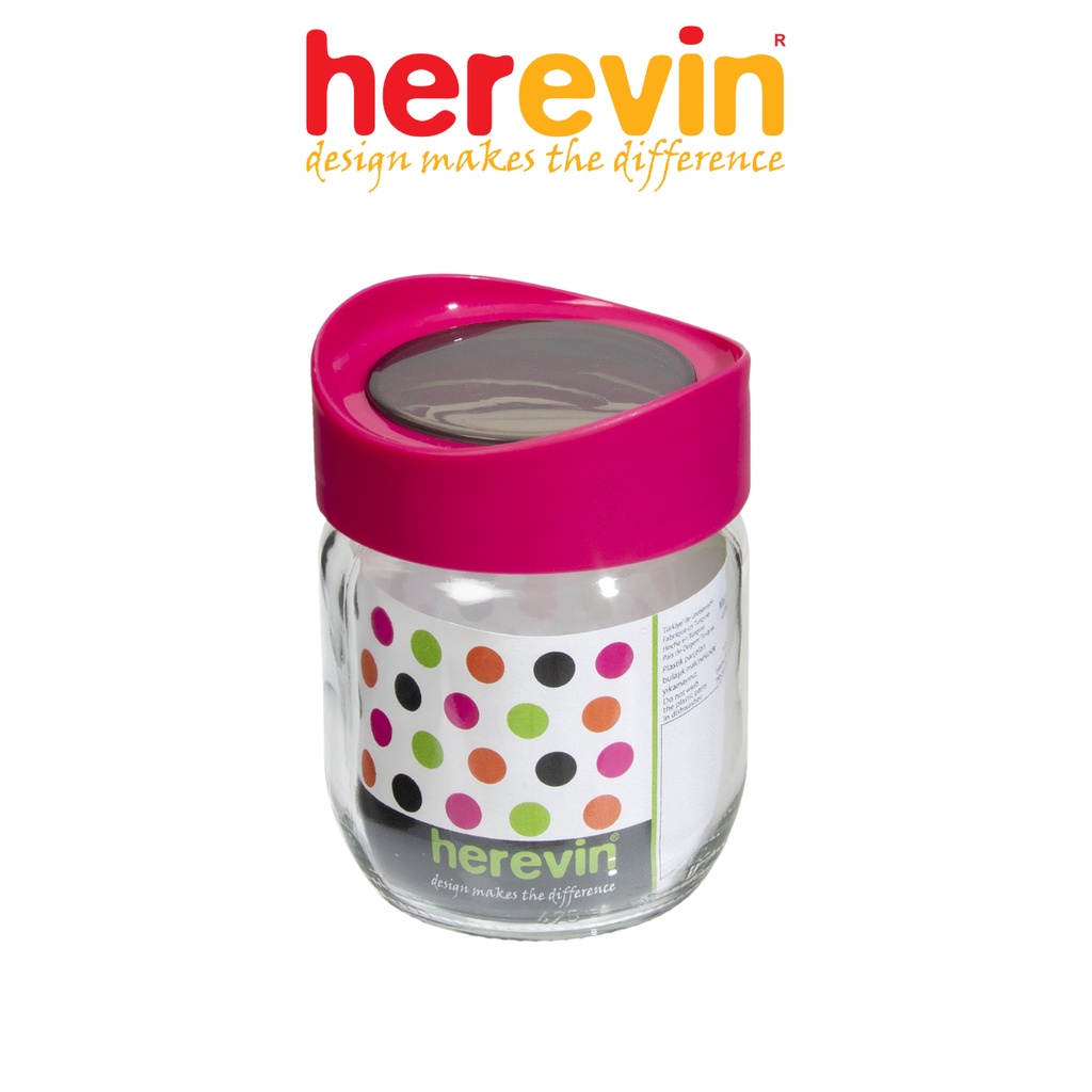 Bộ 3 Hũ Thuỷ Tinh Herevin Tròn Trơn Nắp Transparent 425ml - HEHU149357-560 [GIAO MÀU NGẪU NHIÊN]