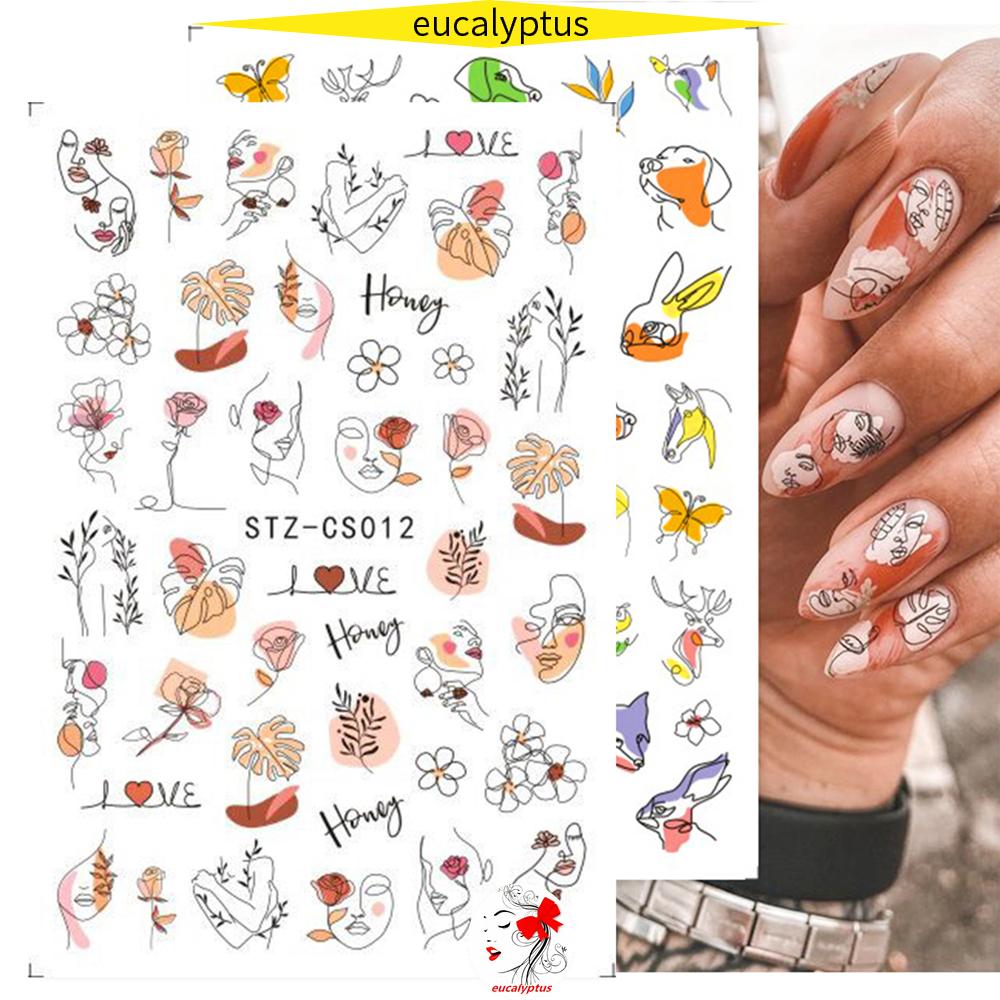 Miếng Dán Trang Trí Móng Tay Nghệ Thuật 3D Hình Chiếc Lá Trừu Tượng Dành Cho Nữ