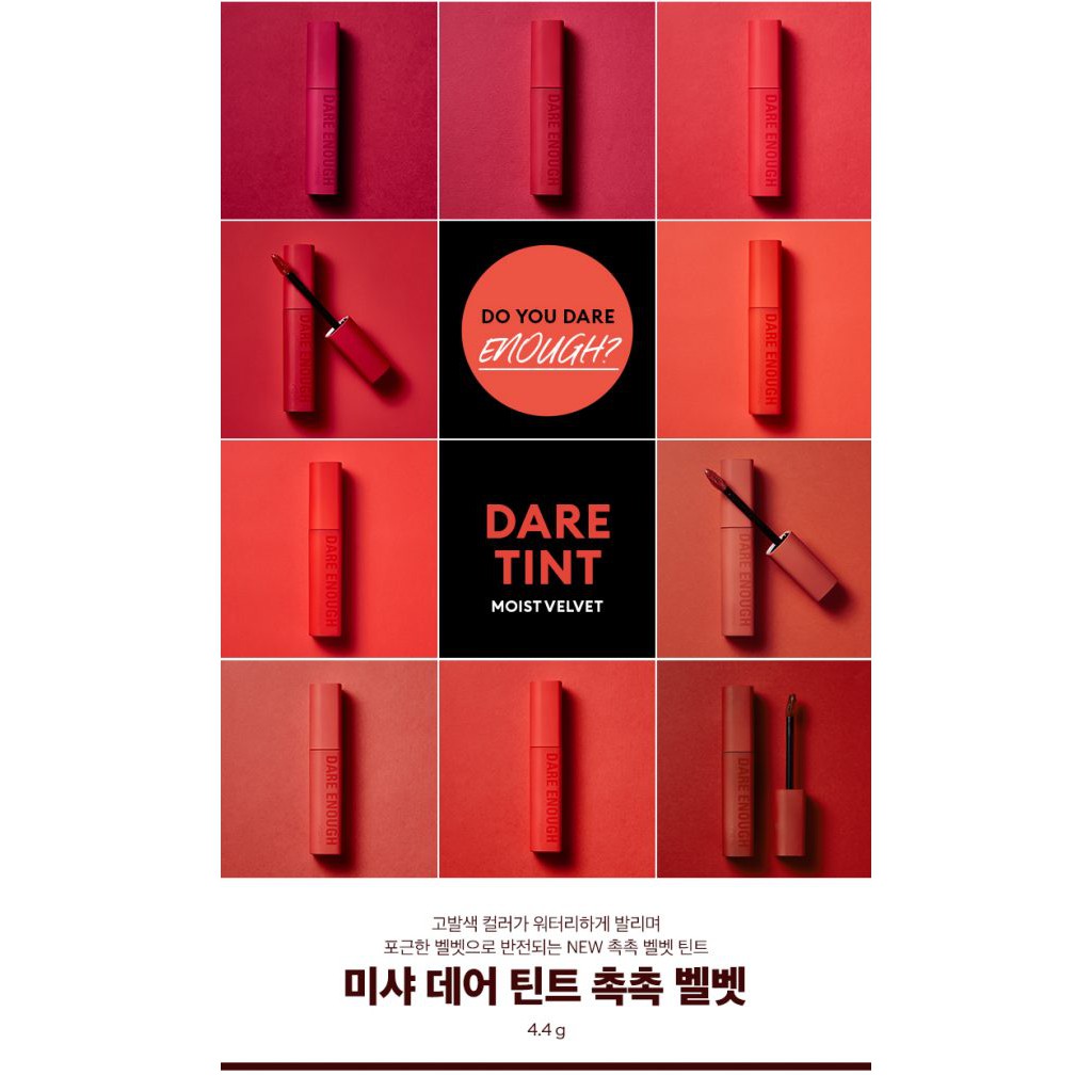 Son kem lì Dare Missha Cam Tươi  Lip Tint Moist Velvet - Ready For Danger