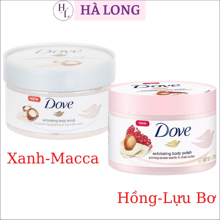 Tẩy tế bào chết Dove Lựu Bơ và Macca sữa gạo (nội địa Đức) 225ml