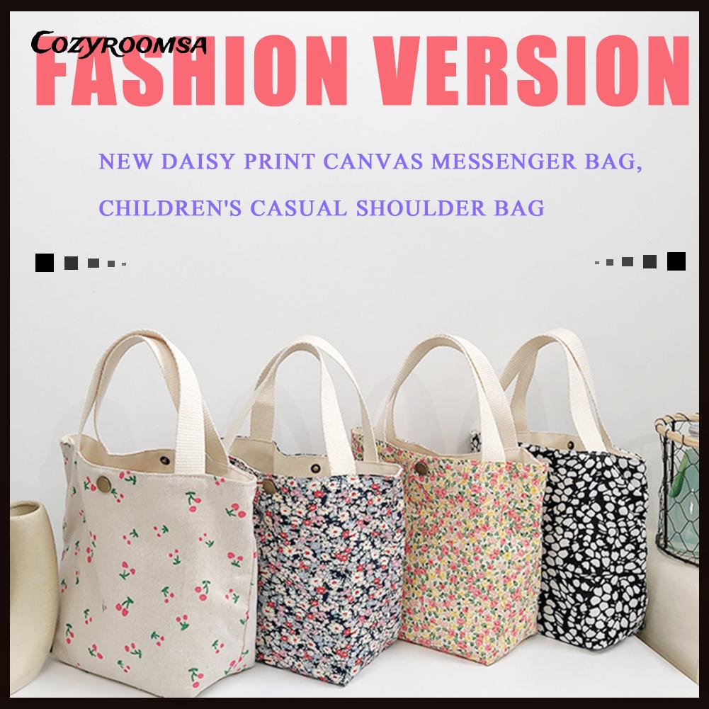 Túi xách canvas in họa tiết đơn giản cho nữ