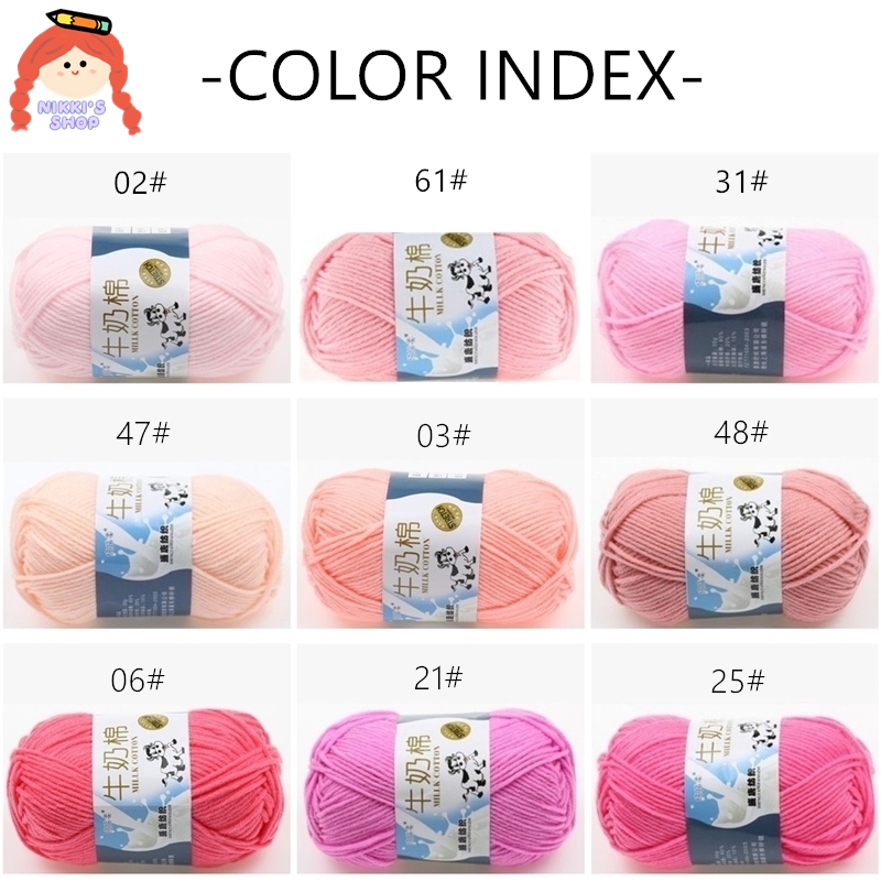 Cuộn len đan móc áo sweater đồ thủ công quà tặng diy bằng cotton sữa dày 5 lớp màu hồng