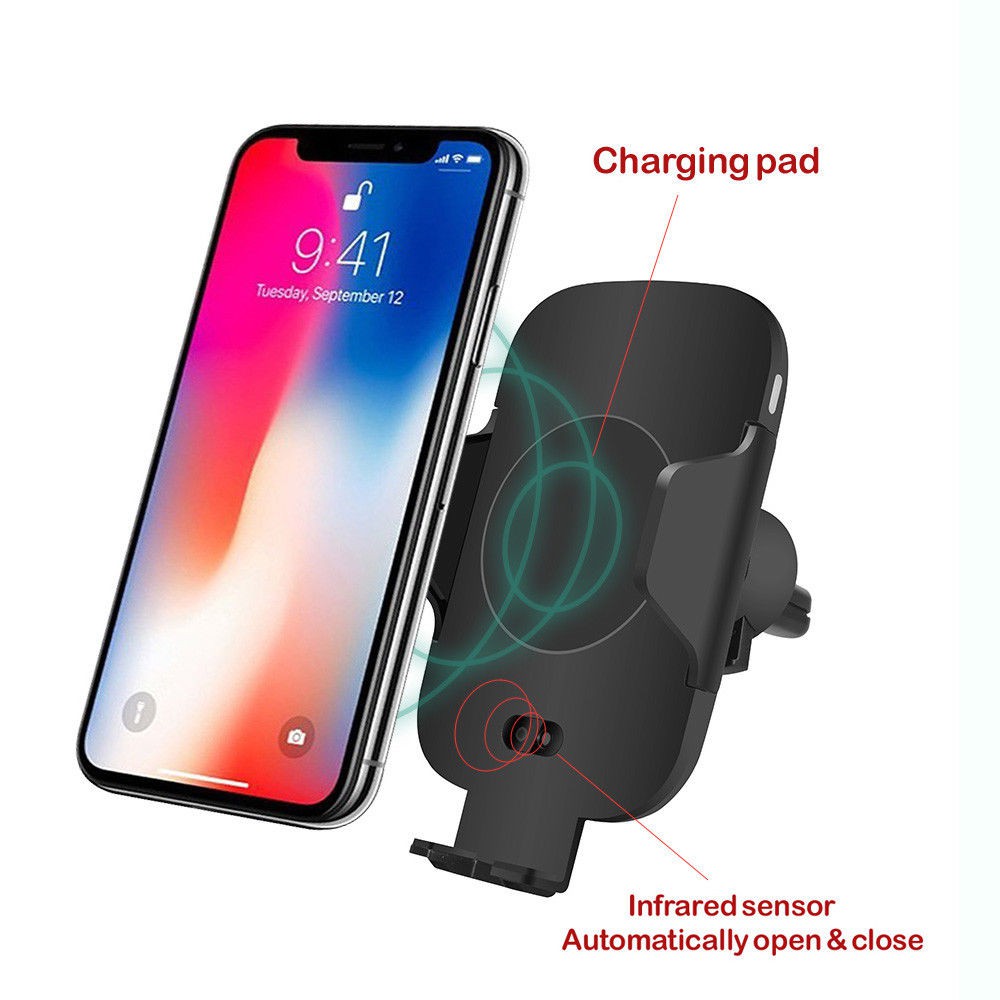 【Ready Stock】 Automatic Infrared Sensor Car Fast QI Wireless Charger For Apple iPhone XS Max XR X 8 Plus Samsung Galaxy Note 9 S9 S8 【tonglian】