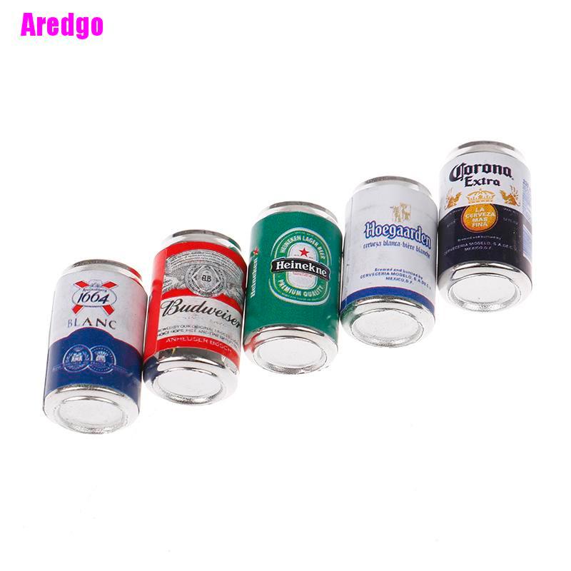Set 5 mô hình lon soda mini trang trí nhà búp bê tỉ lệ 1:6