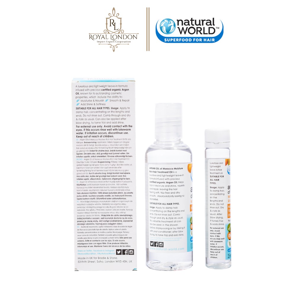 Dầu dưỡng tóc Argan oil of Morocco NATURAL WORLD 25ml - 100ml | BigBuy360 - bigbuy360.vn