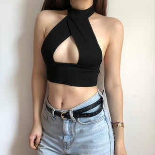Áo croptop hở ngực [ Sẵn trắng ]