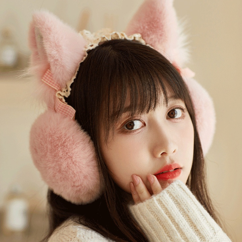 Bông Chụp Tai Hình Tai Mèo Phong Cách Lolita Dễ Thương