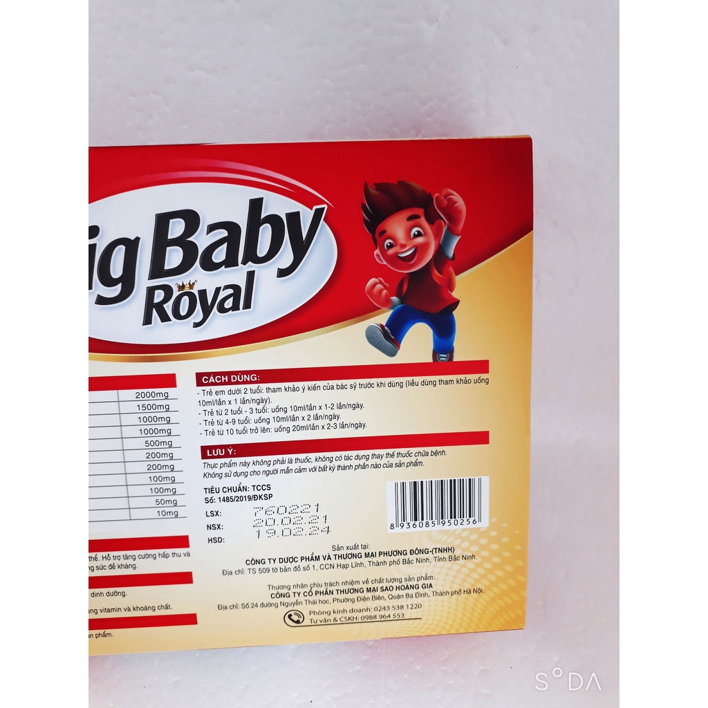 Siro Big Baby, giúp ăn ngon và tăng cường sức đề kháng cho bé. Hỗ trợ hấp thu và chuyển hóa dưỡng chất