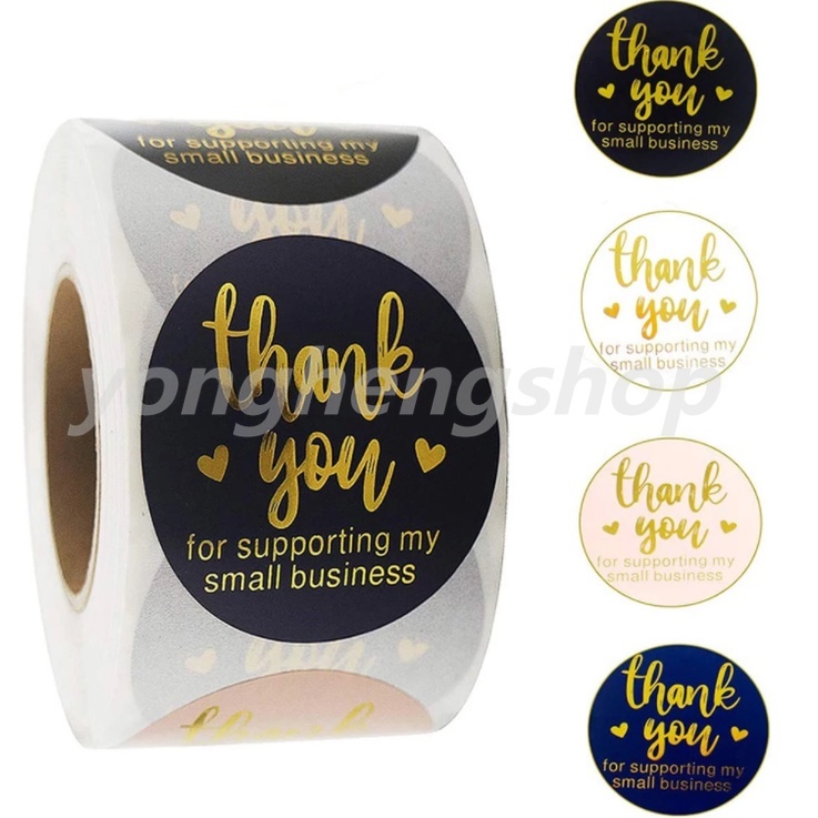 Cuộn 500 miếng dán in chữ Thank You độc đáo trang trí đồ thủ công