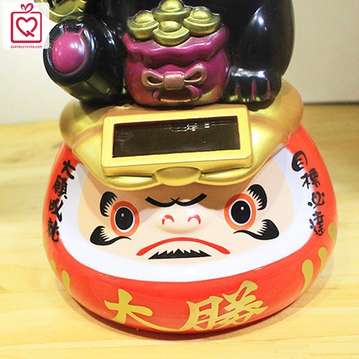 Mèo thần tài vẫy tay cưỡi Daruma năng lượng Ánh sáng 15cm