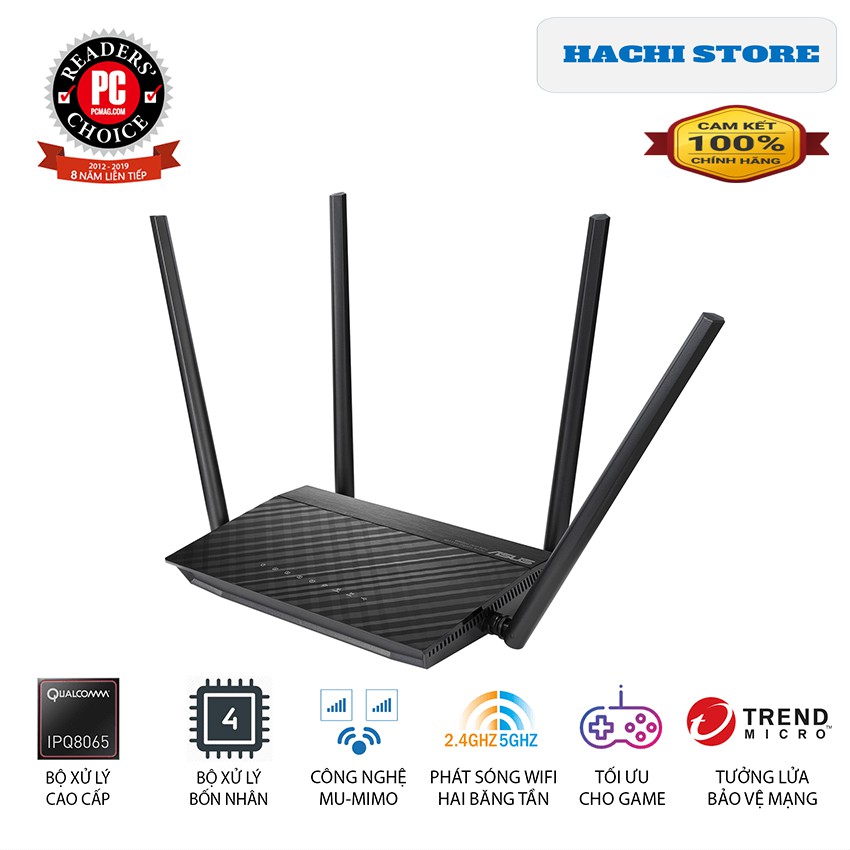 Bộ Phát Wifi  chuẩn AC 1500 Asus RT-AC1500UHP Băng Tần Kép - Hàng Chính Hãng | WebRaoVat - webraovat.net.vn