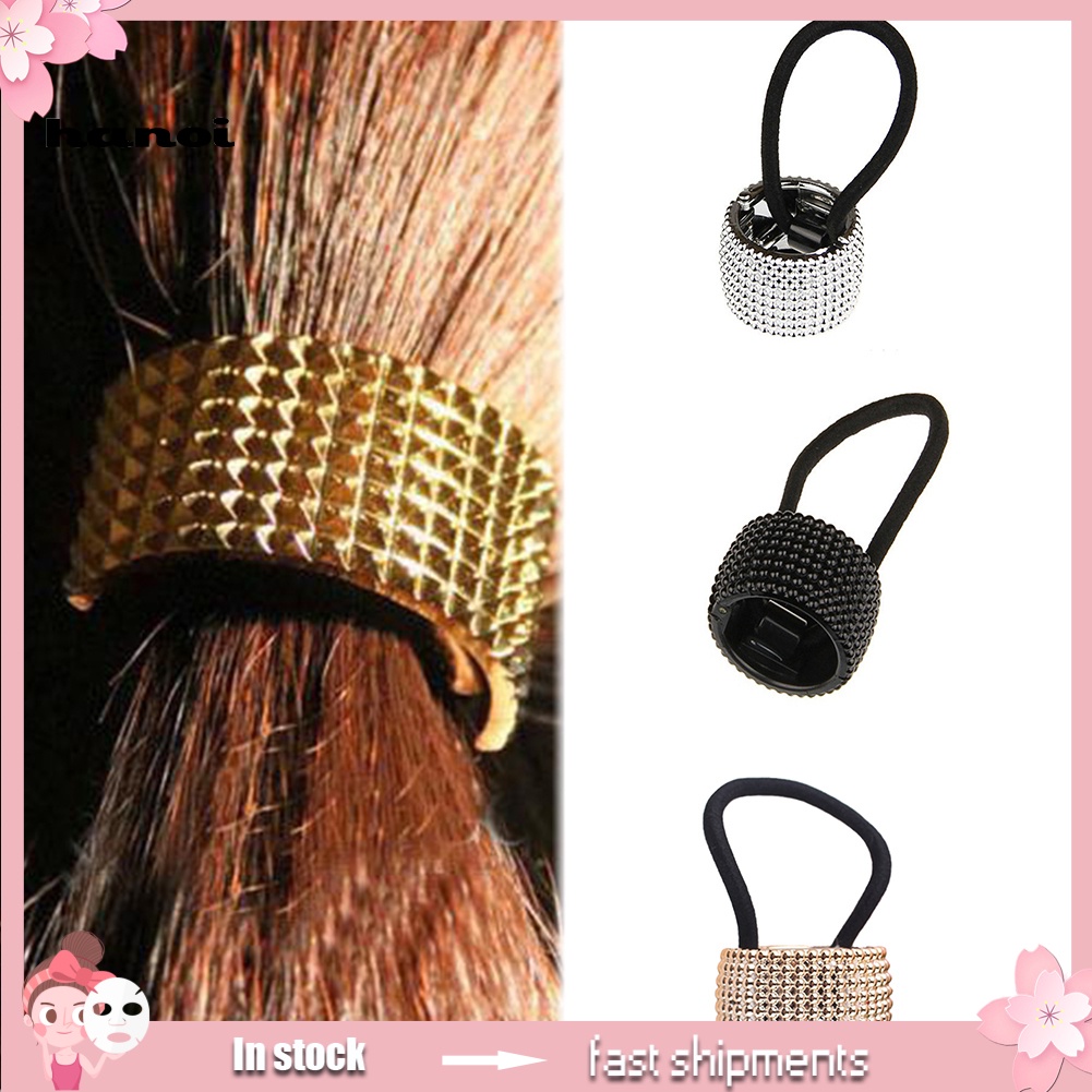 Dây Cột Tóc Co Giãn Đính Đinh Tán Thời Trang Cho Nữ