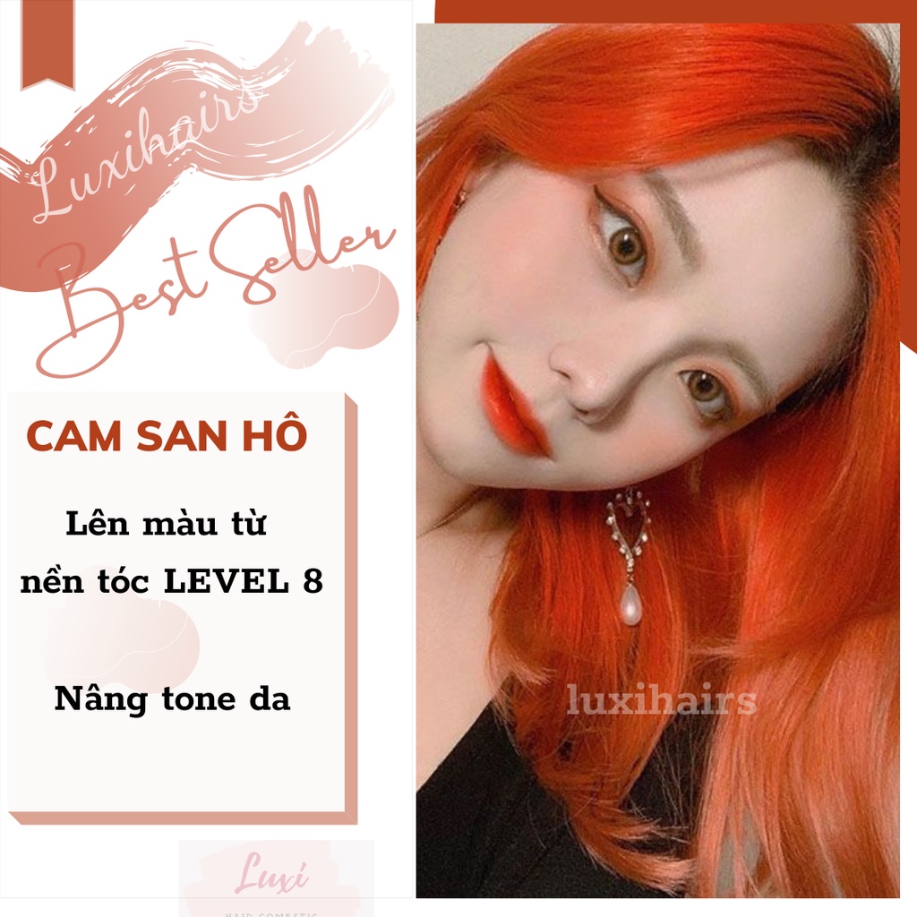 Thuốc Nhuộm Tóc Màu CAM SAN HÔ Bestseller Tặng Kèm Oxi Găng Tay Mũ Trùm Đầu - Luxihair