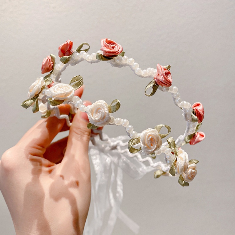 Băng Đô Cài Tóc Đính Hoa Ngọc Trai Phong Cách Hàn Quốc Mới