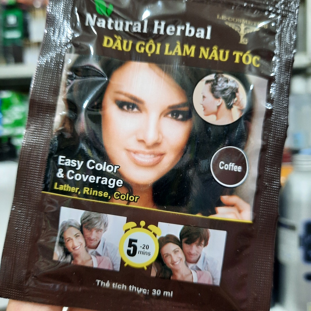 1 Gói dầu gội làm nâu tóc Natural Herbal 30ml