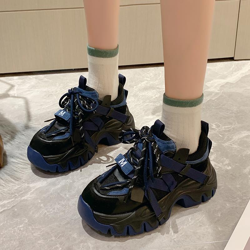 Giày Sneaker Đế Dày Tăng Chiều Cao Thời Trang Mùa Thu 2022 Phong Cách Đường Phố Châu Âu Cho Nữ
